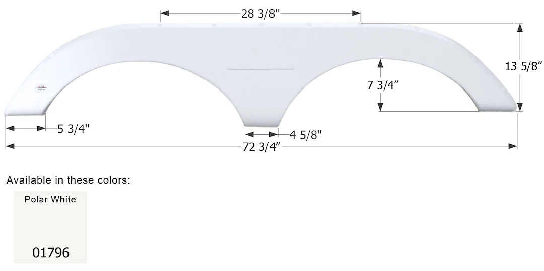 01796 – ICON Fender Skirt, Vehicle Fitment: Various Keystone Laredo Models 72-3/4 Inch Length x 13-5/8 Inch Height Po...